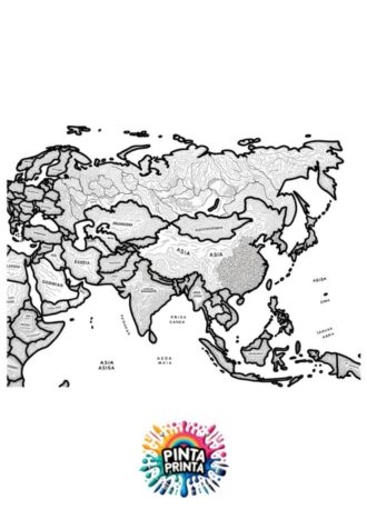 Mapas de Asia para colorear