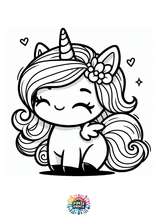 Unicornios Kawaii 5 para colorear