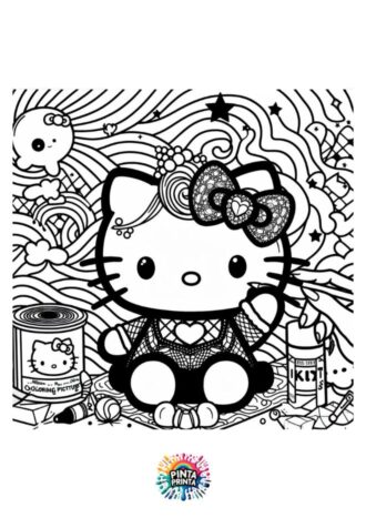 Aesthetic Hello Kitty 2 para colorear