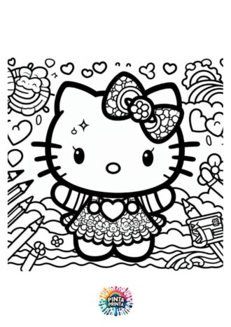 Aesthetic Hello Kitty 3 para colorear
