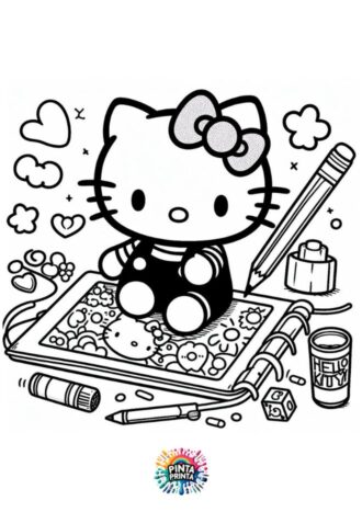 Aesthetic Hello Kitty para colorear